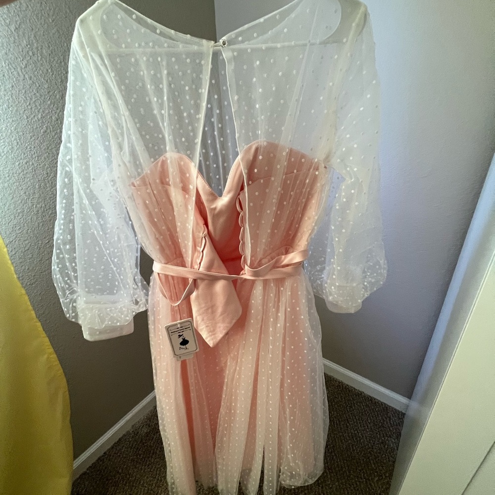 Beautiful dress for the graduation party or photo shoot . Dusty pink color